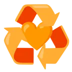 recycling symbol + orange heart