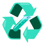 recycling symbol + test tube