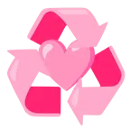 recycling symbol + pink heart