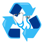 recycling symbol + stethoscope