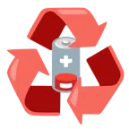 recycling symbol + low battery