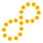 infinity + sun with face
