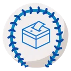 Baseball + Urne mit Wahlzettel