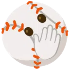 Baseball + Gesicht mit offenen Augen und Hand über dem Mund