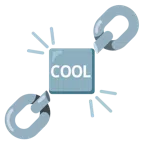 Ketten + Wort „Cool“ in blauem Quadrat