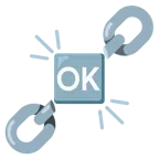 Ketten + Großbuchstaben OK in blauem Quadrat