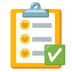 check mark button + sun with face