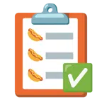 check mark button + hot dog