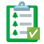 check mark button + evergreen tree
