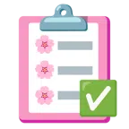 check mark button + cherry blossom