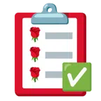 check mark button + rose