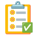 check mark button + blossom