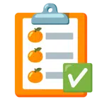 check mark button + tangerine