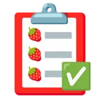 check mark button + strawberry