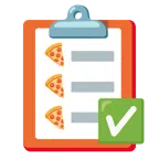 check mark button + pizza