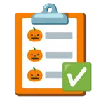 check mark button + jack-o-lantern