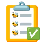 check mark button + honeybee
