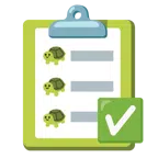check mark button + turtle
