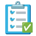 check mark button + bird