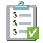 check mark button + penguin