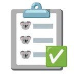 check mark button + koala