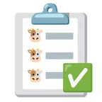 check mark button + cow face