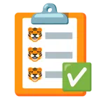 check mark button + tiger face