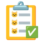 check mark button + cat face