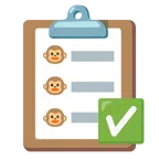 check mark button + monkey face