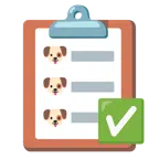 check mark button + dog face