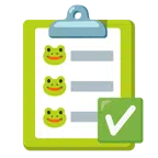 check mark button + frog