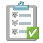 check mark button + wolf