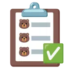 check mark button + bear