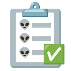check mark button + alien