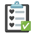 check mark button + black heart