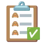 check mark button + see-no-evil monkey