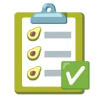 check mark button + avocado