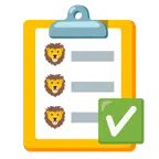 check mark button + lion