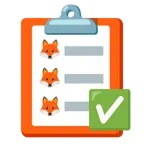 check mark button + fox