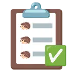 check mark button + hedgehog