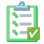 check mark button + microbe