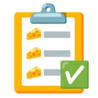 check mark button + cheese wedge