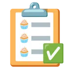check mark button + cupcake