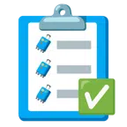 check mark button + luggage
