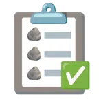 check mark button + rock
