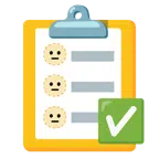 check mark button + dotted line face