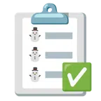 check mark button + snowman without snow