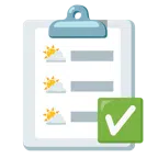 check mark button + sun behind cloud