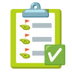 check mark button + flag in hole