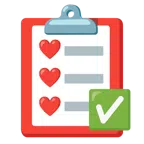 check mark button + red heart